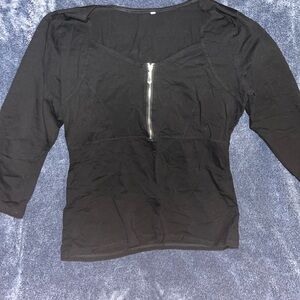 Black Women's Top with Zipper